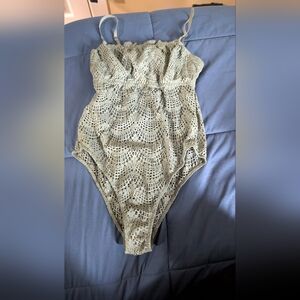 Victoria's Secret Sage Green Lace Bodysuit